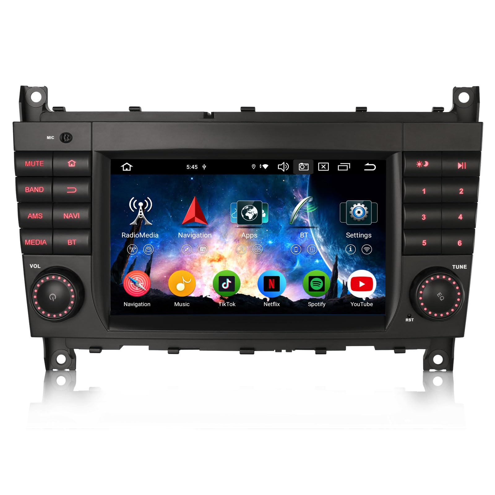 Erisin 8 núcleos 4GB+64GB Android 14 Radio Coche GPS Navegador para Mercedes Clase C/CLC/G W203 W463 7 Pulgadas IPS Pantalla Táctil Soporte CarPlay Android Auto Bluetooth DSP WiFi Dab+ FM OBD2 TDT