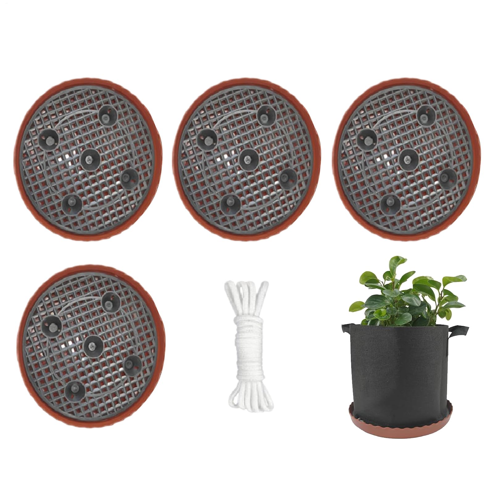 Bolsas De Cultivo Cubo De Plantación De 19 litros con Asas | Base Auto-Riego Con Platillo Para Maceta De 32cm Y Cuerda Absorbente Para Jardín, Patío, Champiñones, Flores, Patatas Y