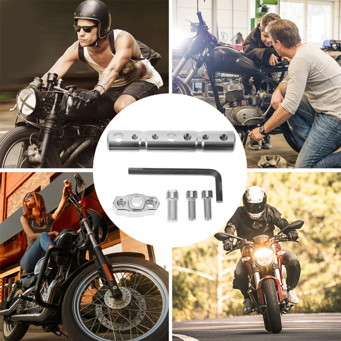 VOSAREA Motorcycle Mirror Extension Holder and Phone Mount Bracket, Cnc Aluminum Alloy Multi-functional Mirror Extender Bracket for Enhanced Safety on Motorbikes