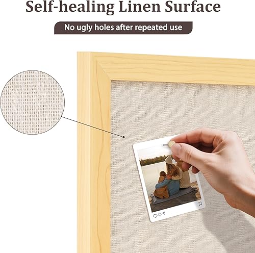 Vista 54 de DOLLAR BOSS - Tablero de corcho negro con lino de doble cara de 16 x 12 pulgadas, para paredes, marco de madera, para colgar, tablero de corcho