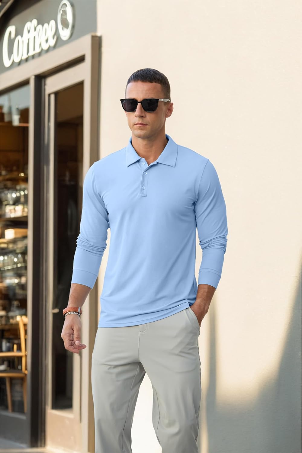 Askdeer Men's Golf Polo Shirts Long Sleeve UPF 50+ Performance Collar Shirts Lightweight Summer Casual Quick Dry Tee - Image 3