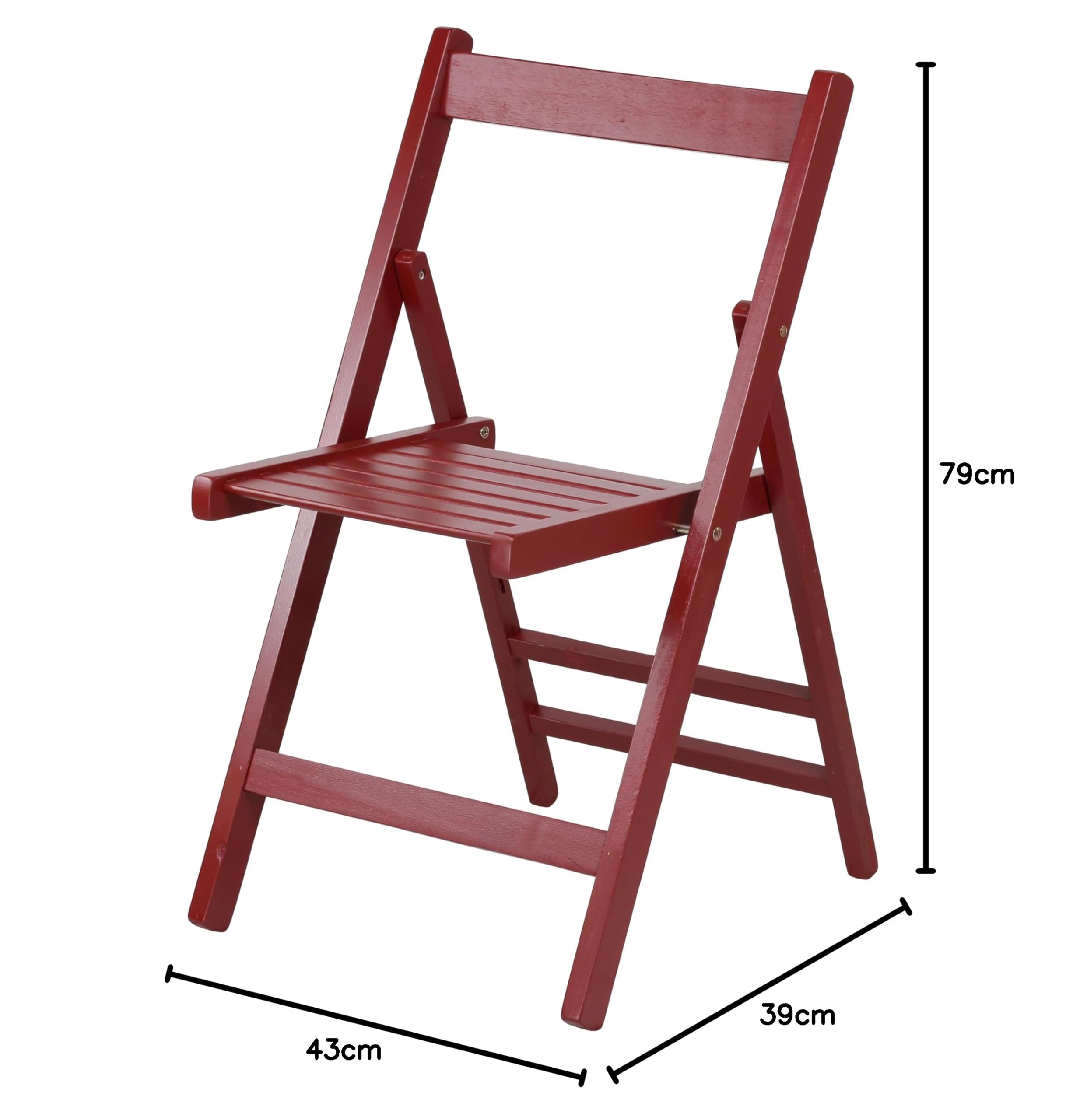 Totò Piccinni Set 4 SEDIE Pieghevoli Legno di Alta qualità, Comode, Resistenti, Salvaspazio (Ciliegio Granata)