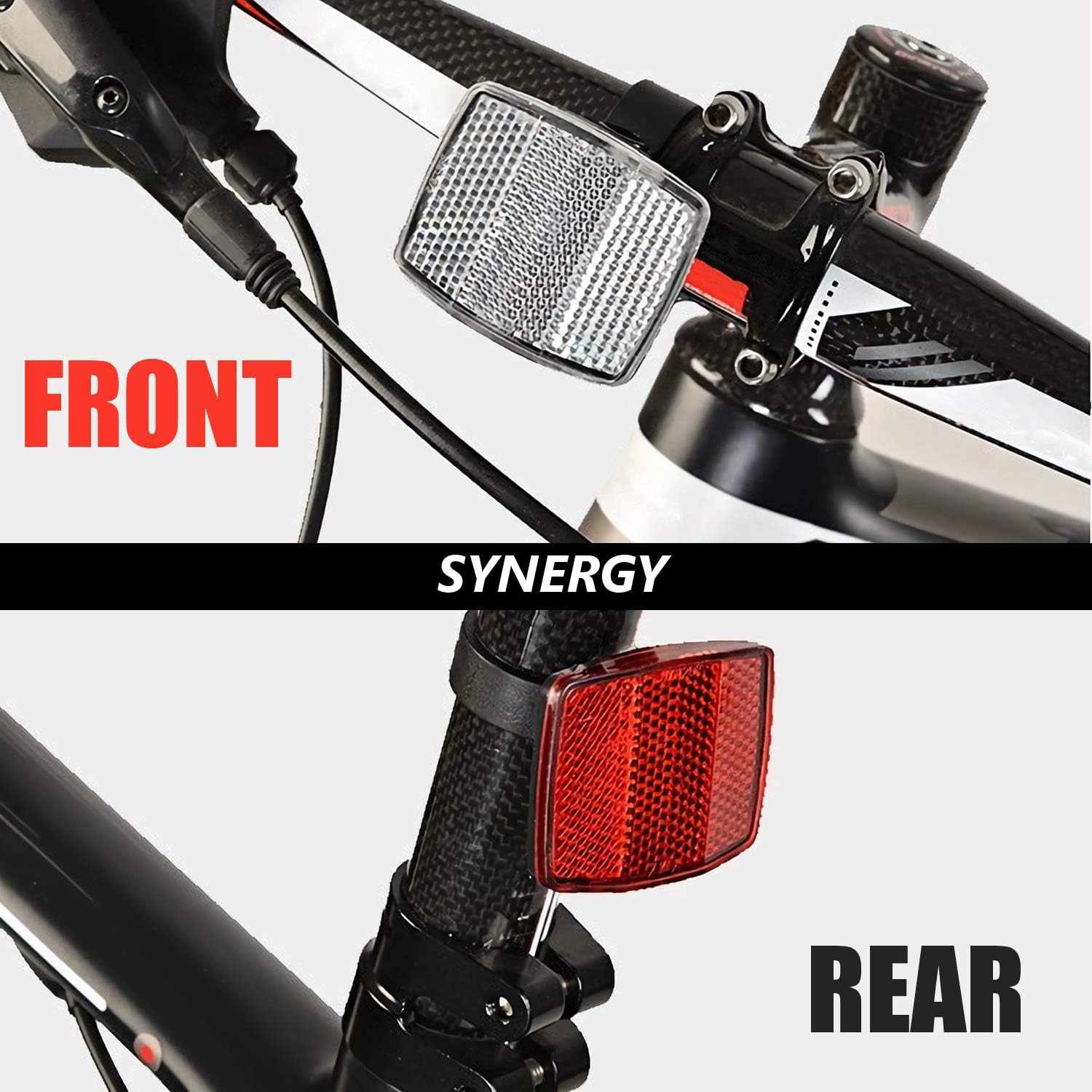 SYNERGY 6 PCS Bike Front and Rear Reflectors Kit Bicycle Light Reflectors Bike Safety Warning Reflectors Cycling Accessories for Handlebar and Night Cycling (Yellow)
