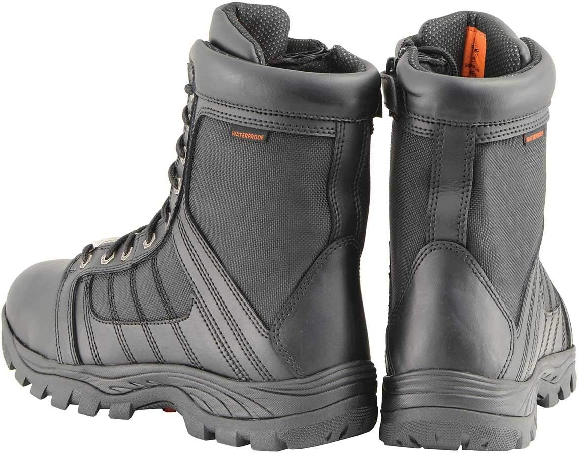 Milwaukee Leather MBM9130WP Men’s Black Lace-Up Waterproof Swat Style-Tactical Biker Motorcycle Boots - 8