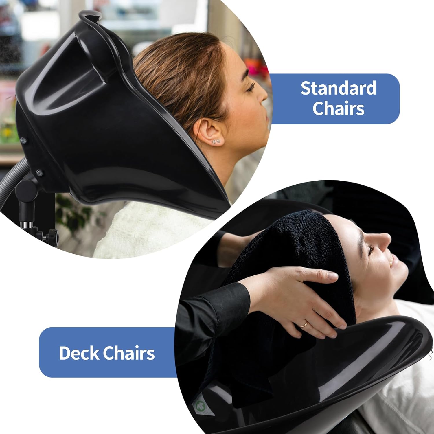 Portable Shampoo Bowl, Height & Angle Adjustable Hair Washing Sink with Drain Hose, Standing Salon Deep Shampoo Basin for Hairstylist and Home Services