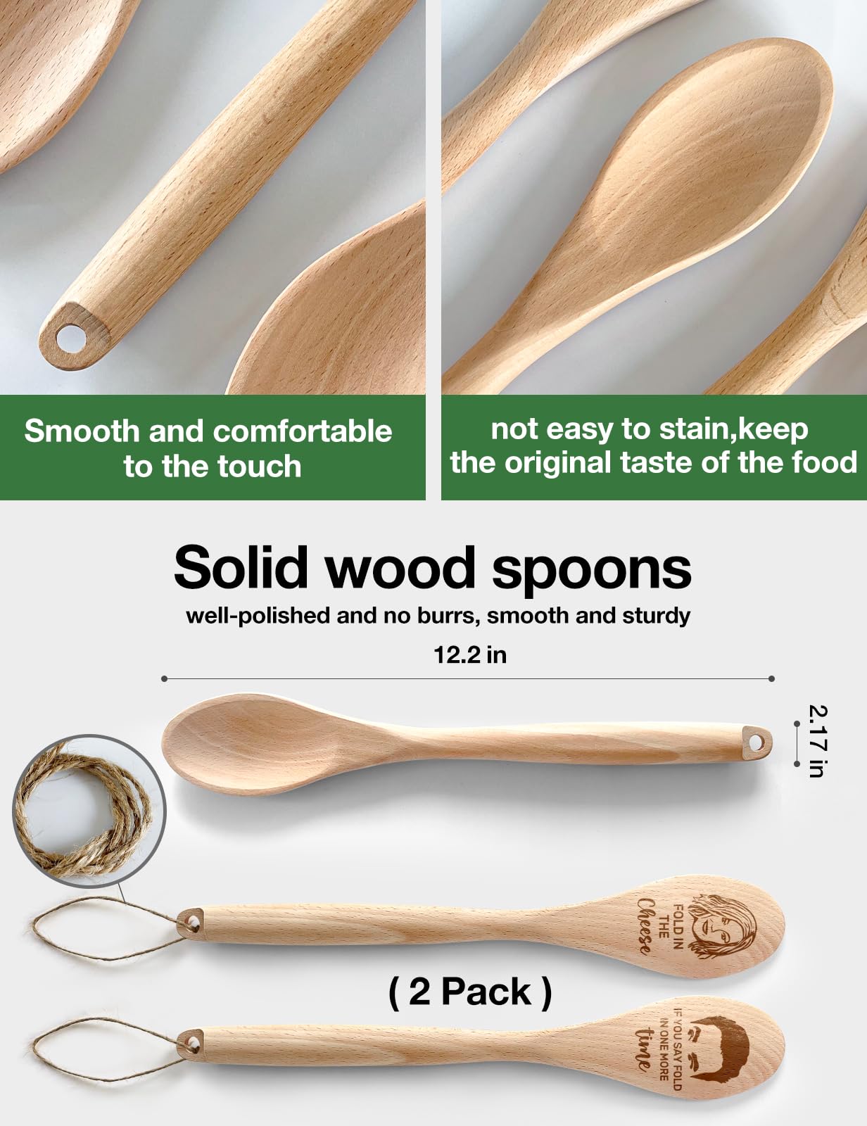 2 cucharas de madera divertidas para cocinar, decoración novedosa de programas de televisión de amigos para mujeres, cucharas de cocina Schitts, accesorios de decoración de cocina, regalos