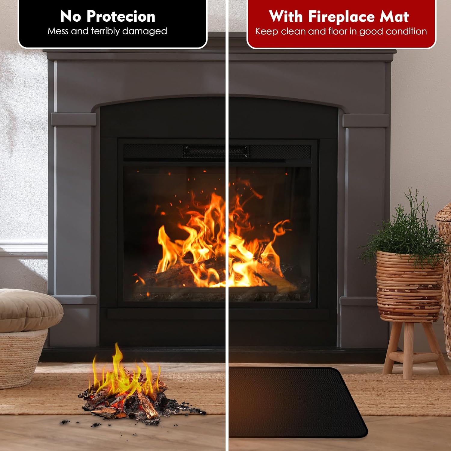 60×42 Inch Under Grill Mats for Outdoor Grill, Hearth Rugs for Fireplaces Fire Resistant, Gas and BBQ Grill Oil-Proof Water-Proof Protector for Decks, Patios and Indoor Grill - Image 2