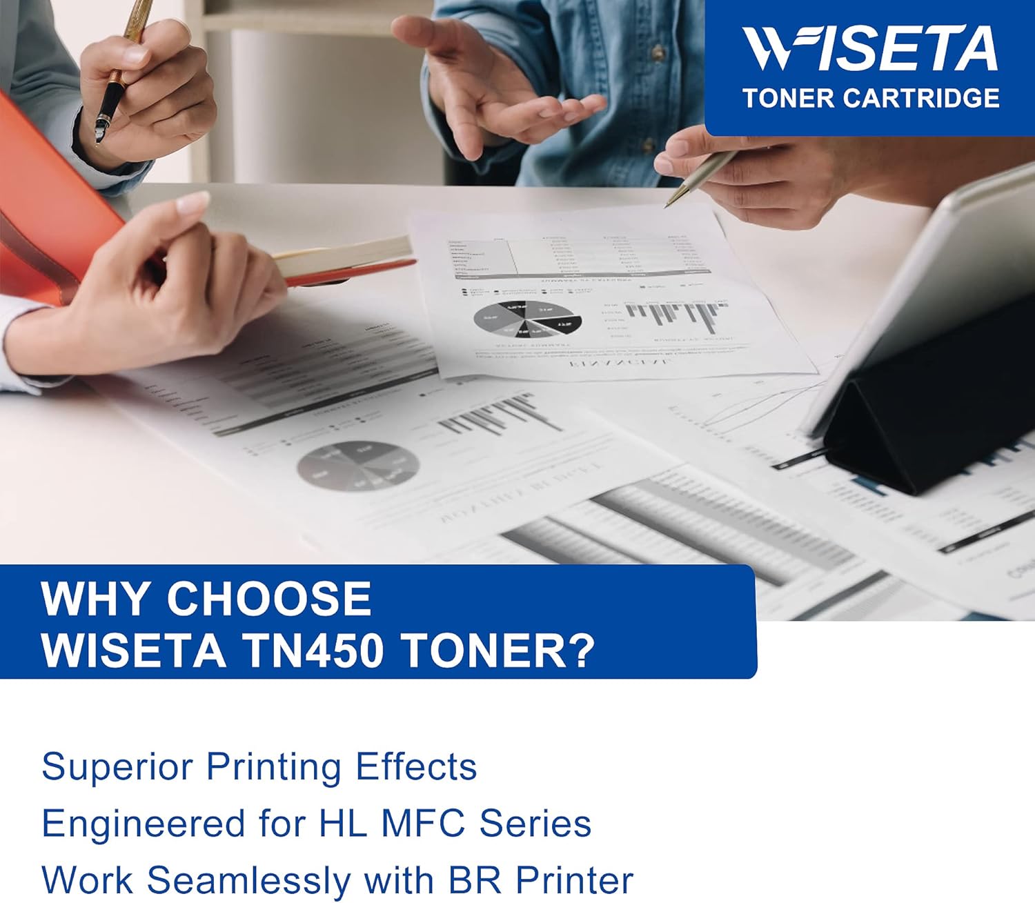 Wiseta TN450 Toner Cartridge Replacement for Brother TN450 TN420 TN-450 TN-420 to Compatible with HL-2270DW HL-2280DW HL-2230 MFC-7360N MFC-7860DW Printer (Black 2-Pack)