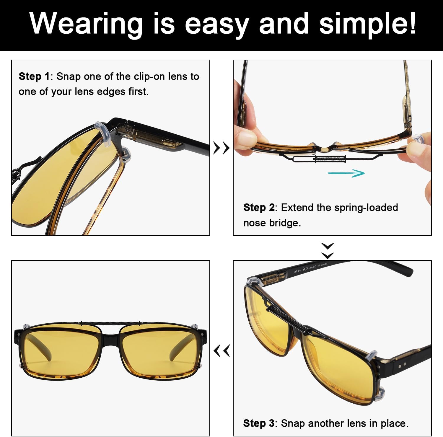 Easy clip Spring Polarized Clip On Sunglasses - Image 5