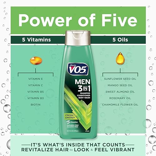 Miniatura 3 de Alberto VO5 - Champú acondicionador 3 en 1 para hombre, 3 unidades, Fresh Energy, 12.5 onzas