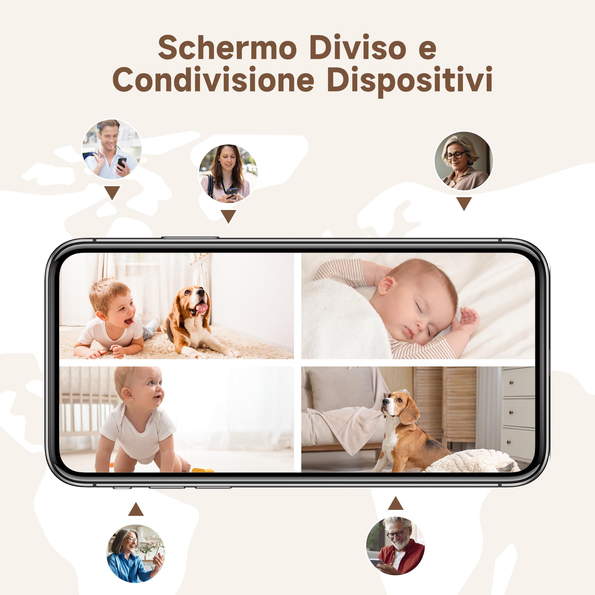 LAXIHUB Telecamera Wi-Fi Interno 2K 3MP, PTZ 355° Telecamera Sorveglianza Interno, Telecamera Cani con Visione Notturna, Rilevamento di Umano/Movimento, Audio Bidirezionale, Compatibile con Alexa