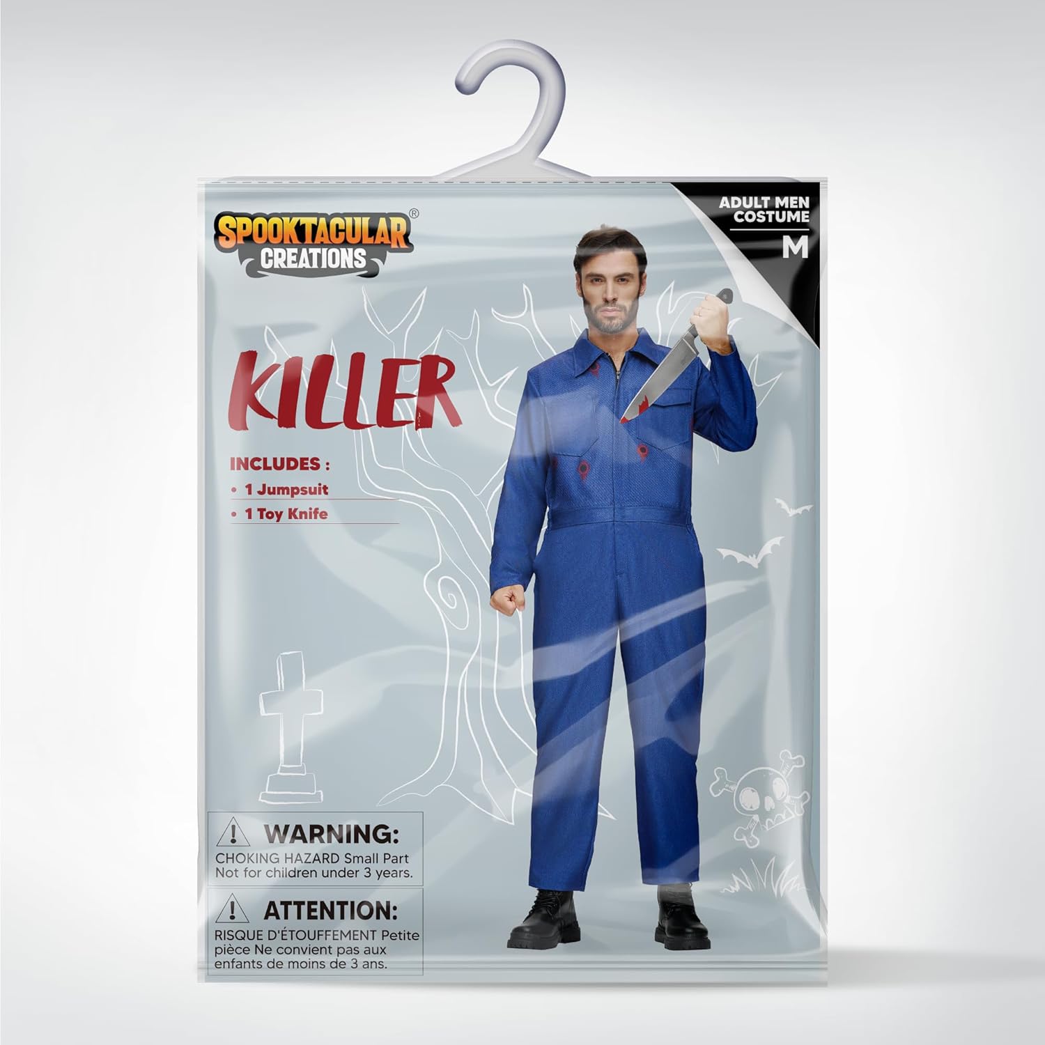Spooktacular Creations Halloween Men Killer Costume, Blue Horror Killer Jumpsuit for Halloween Costume Role Play - Image 6