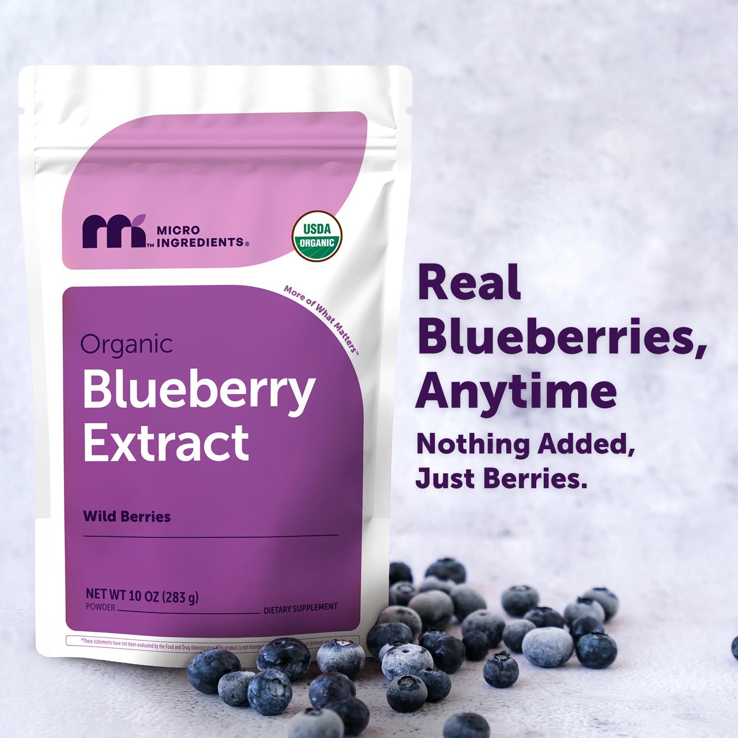 Organic Blueberry Extract Powder, 10oz | 100% Natural Fruit Powder | Freeze-Dried Wild Blueberries Source | No Sugar & Additives | Great Flavor for Drinks, Smoothie, & Beverages | Non-GMO & Vegan