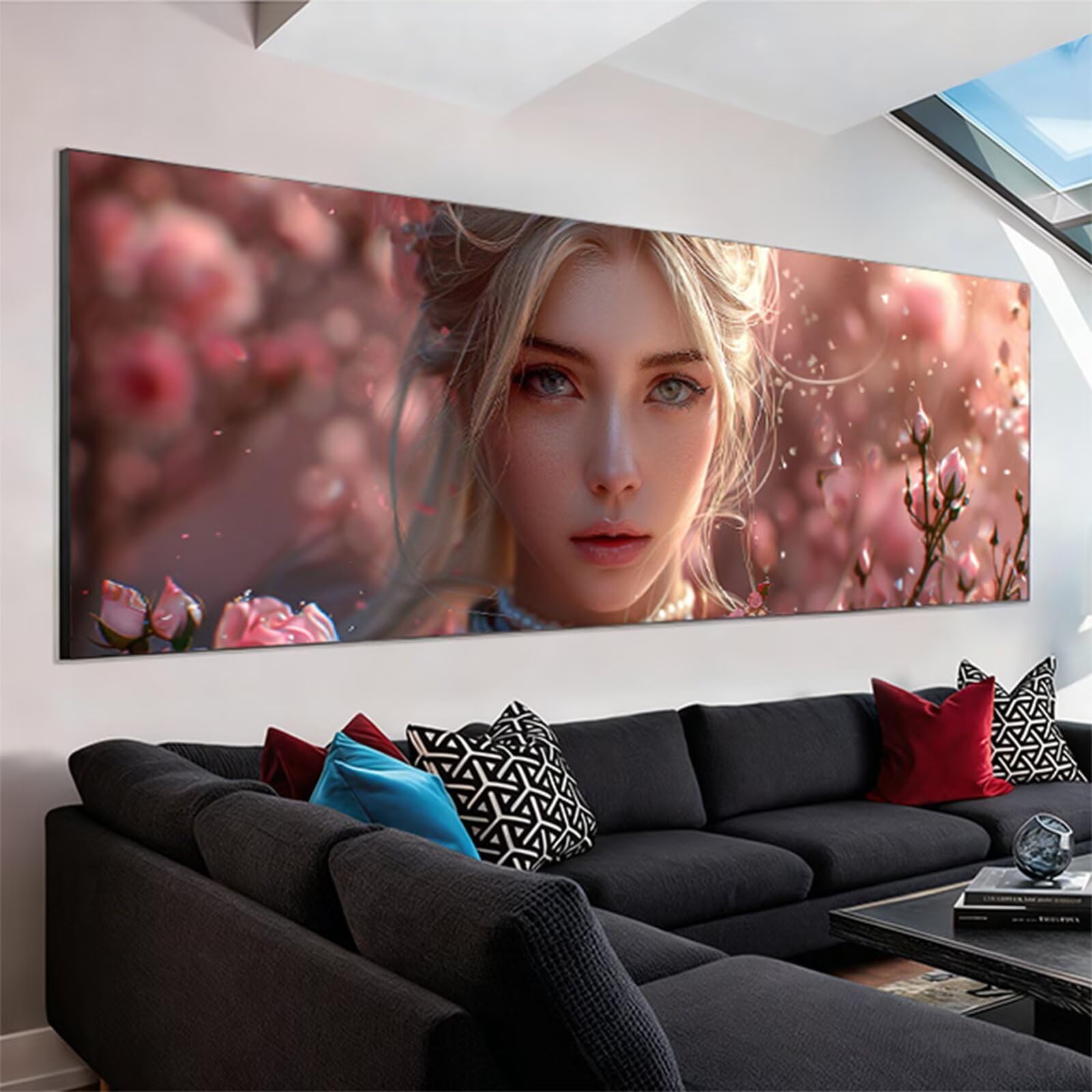 Diamentowe malowanie płatek diamentowy obraz dorosły XXL 270 x 90 cm, 5D diamentowe malowanie kobieta haft diamentowy pełny zestaw, DIY diamentowe malarstwo aktywne ręcznie dla dorosłych, dekoracje