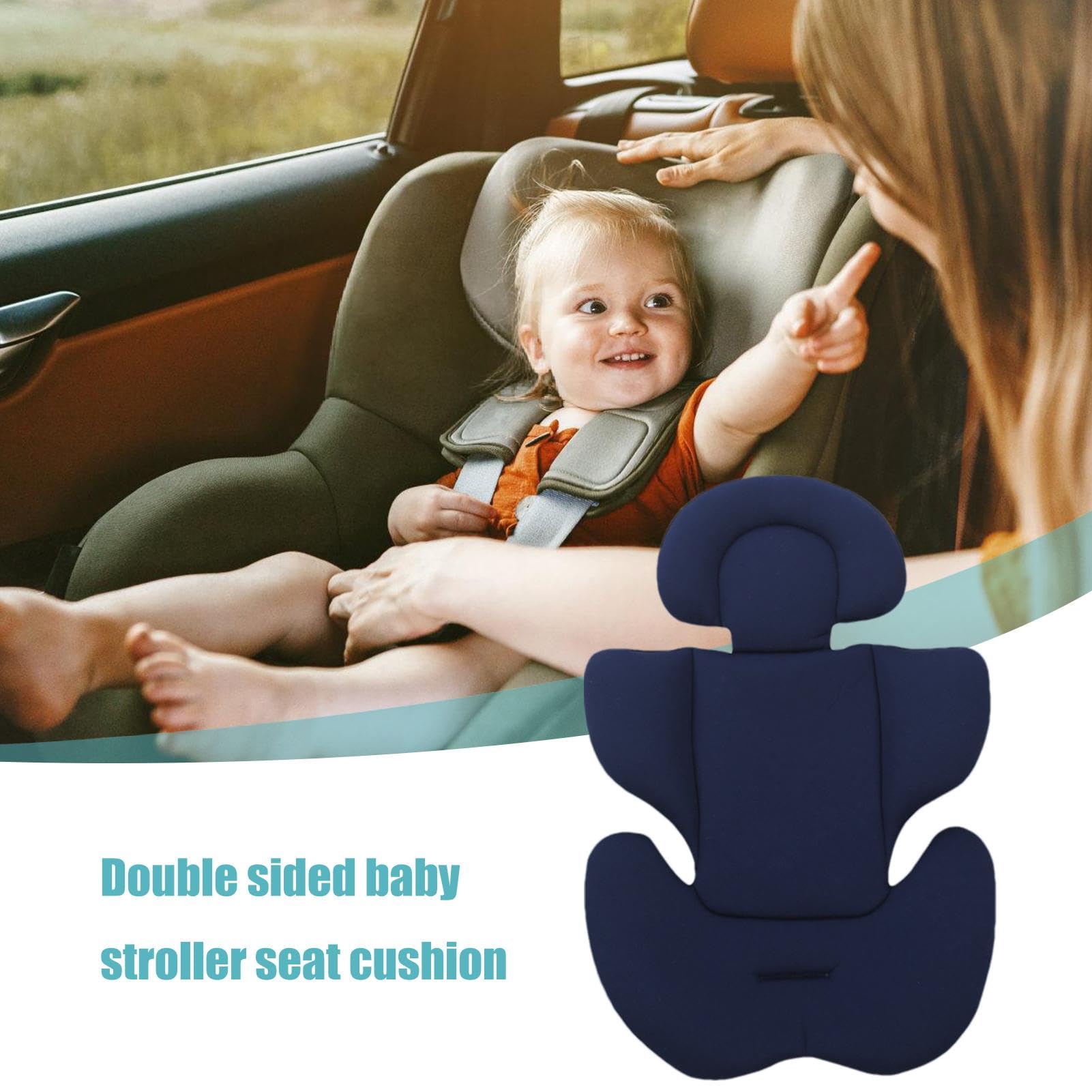 Reductor de asiento de coche de bebé, cojín de inserción de asiento de coche de bebé, almohadilla de apoyo corporal 2 en 1, reductor de asiento de bebé suave, acolchado de doble cara, para cochecitos