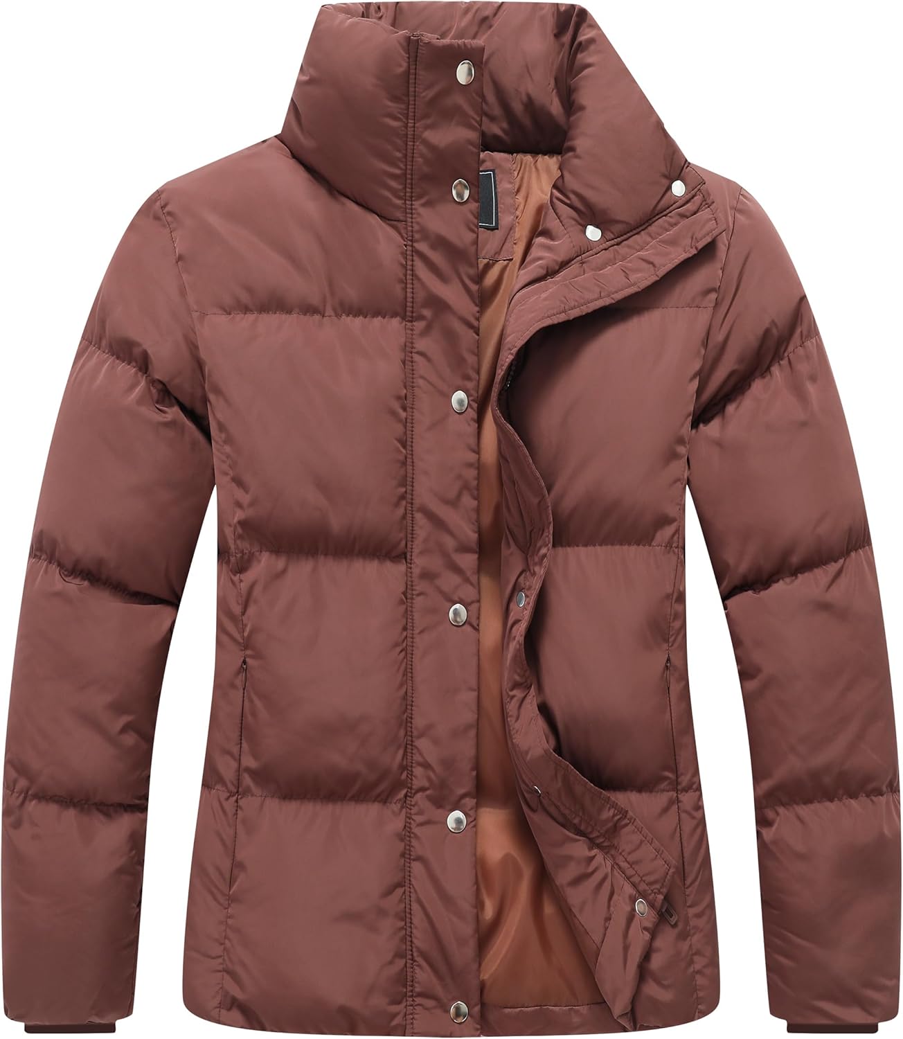 GIMECEN Women's Winter Coat Full-Zip Down Jacket Waterproof Puffer Coat Warm Parkas Long Sleeve Outerwear