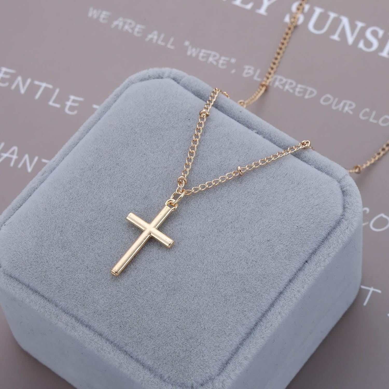 Boho Gold Necklace for Wolmen Faith Cross Pendant Necklaces Polished Cross Necklace Chain Religious Choker Necklace Jewelry for Women - Image 5