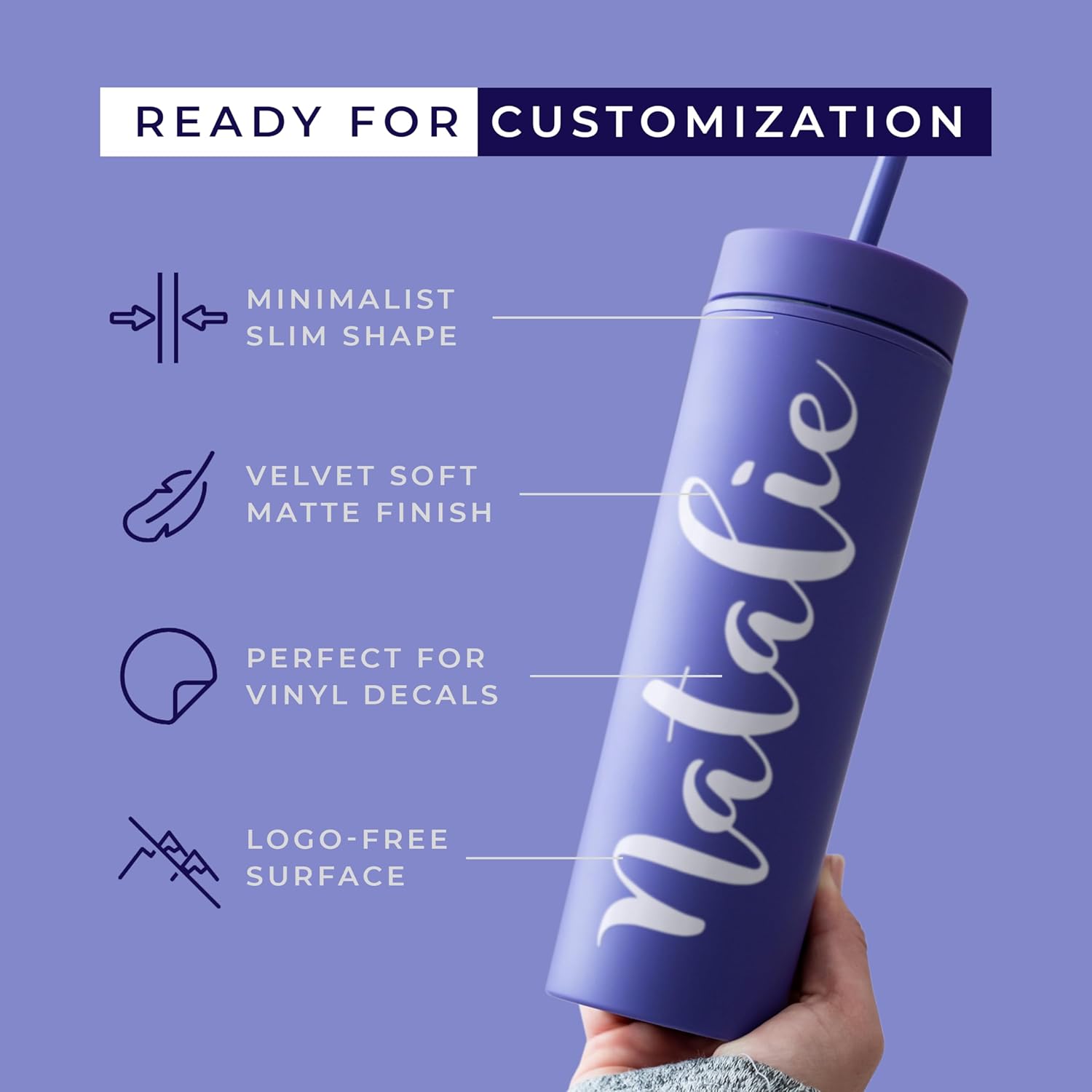 STRATA CUPS Purple Skinny Tumblers with Lids and Straws (12 pack) - 16oz Double Wall Acrylic Tumbler, Tall Matte Skinny Tumblers, Bulk with Free Straw Cleaner, Reusable Cups - Image 4