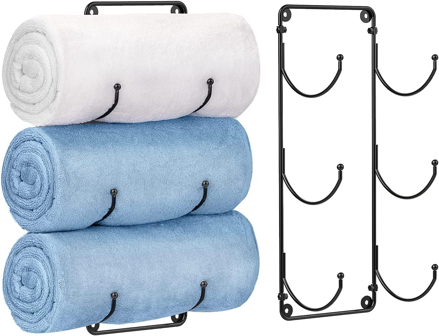 Towel Rack Wall Mounted, Set of 2 Towel Storage for Bathroom, Metal ...