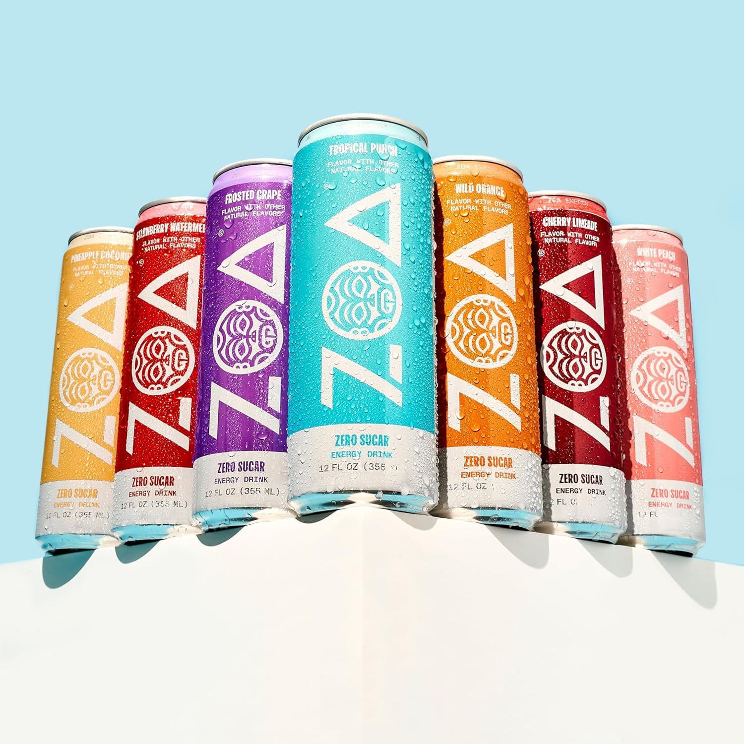 ZOA Zero Sugar Energy Drinks, Variety Pack - Sugar Free with Electrolytes, Healthy Vitamin C, Amino Acids, Essential B-Vitamins, and Caffeine from Green Tea (MS, TP, FG, WO)- 12 Fl Oz (12-Pack) - Image 3