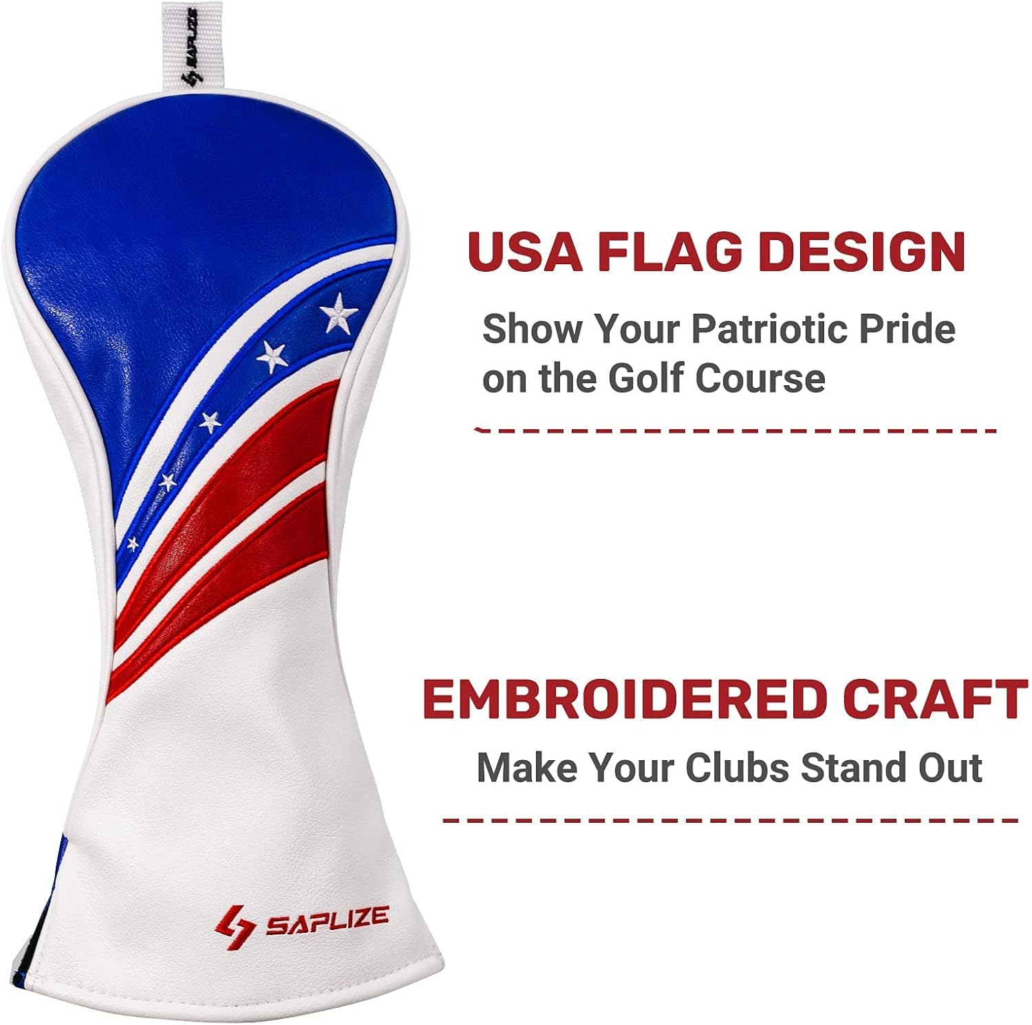 SAPLIZE Golf Club Head Covers Fits Driver Fairway Wood and Hybrid, Premium PU Leather Golf Headcovers for Clubs Protector, Embroidered Stars and Stripes Flag Design : Sports & Outdoors