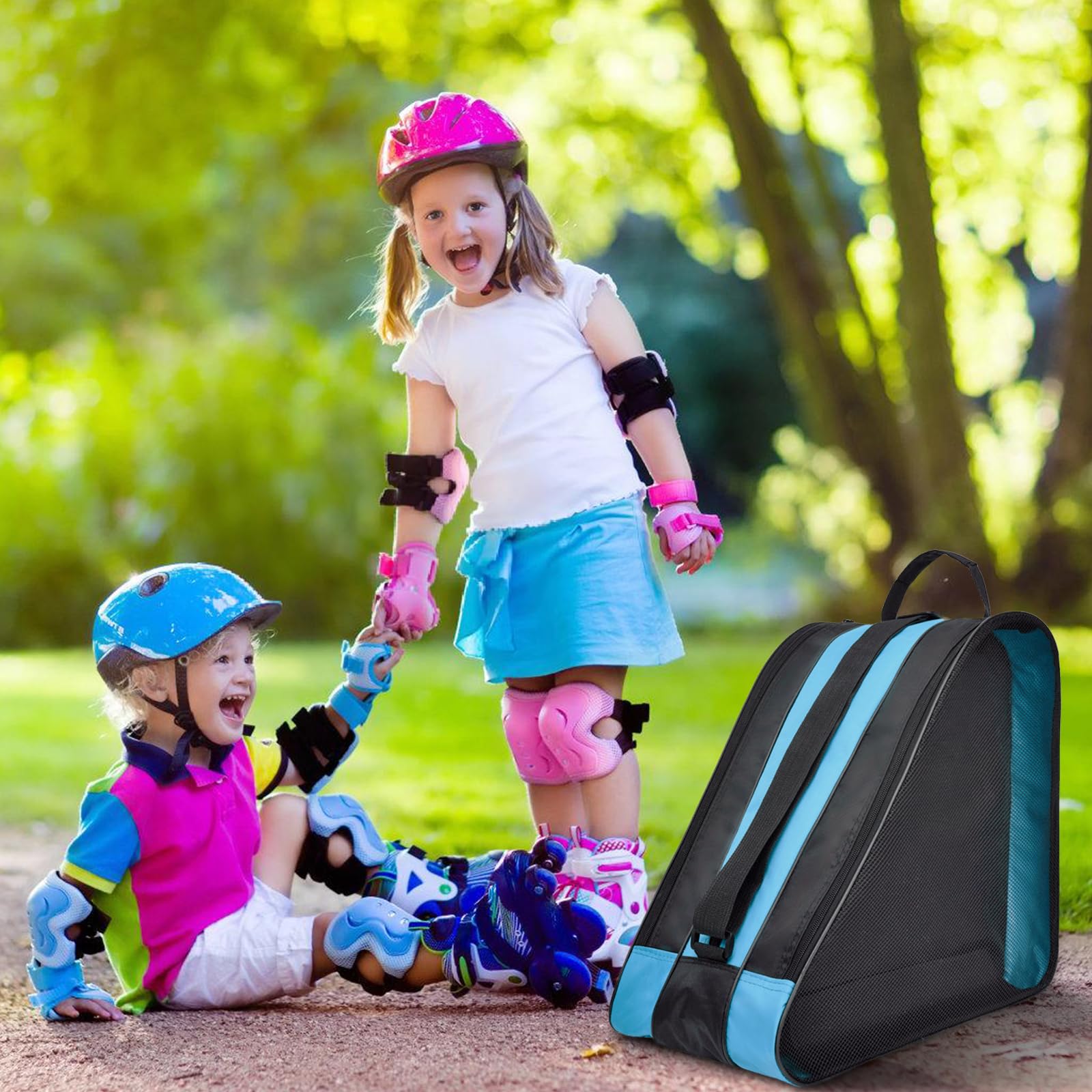Sac de Patinage à Roulettes 38×36×25 cm, Sac à Patins à Glace et Roller avec Bandoulière Réglable, Sac de Transport pour Enfants, Femmes et Hommes, Sac à Chaussures de Ski Respirant et Résistant