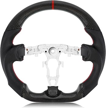 Real Carbon Fiber Steering Wheel For Nissan 370z 2008-2019 D-shaped Nappa Perforated With stitching Leather Flat-bottom Steering Wheel