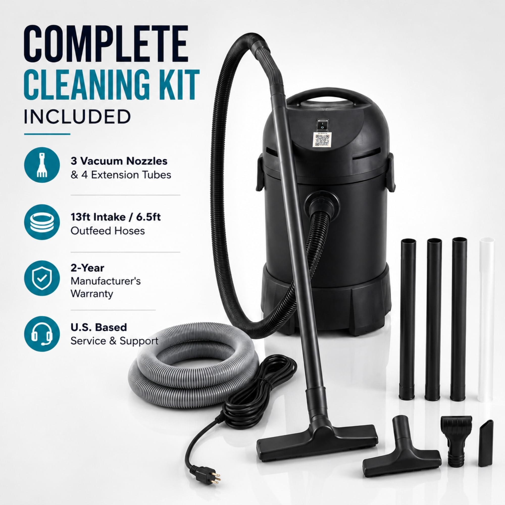 Half Off Ponds CleanSweep 1400 Teichsauger mit einem 33 cm Ansaugschlauch, 4 Verlängerungsrohren, 3 Vakuumdüsen, einem 1,8 m Langen Ausgangsschlauch und einem Schmutzfangbeutel