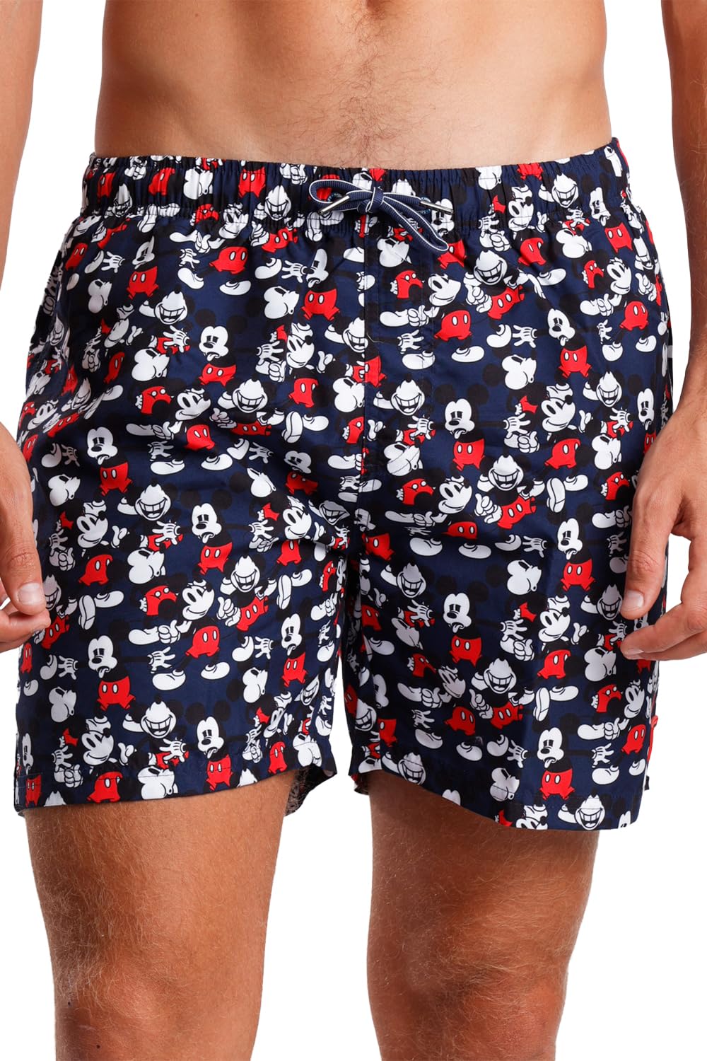 Disney Costume da Bagno Uomo Boxer Mare con Stampa, Vita Elasticizzata, Tasche e Rete Interna – Costume Estivo per Spiaggia e Piscina (IT, Testo, M, Regular, Regular, Marino)