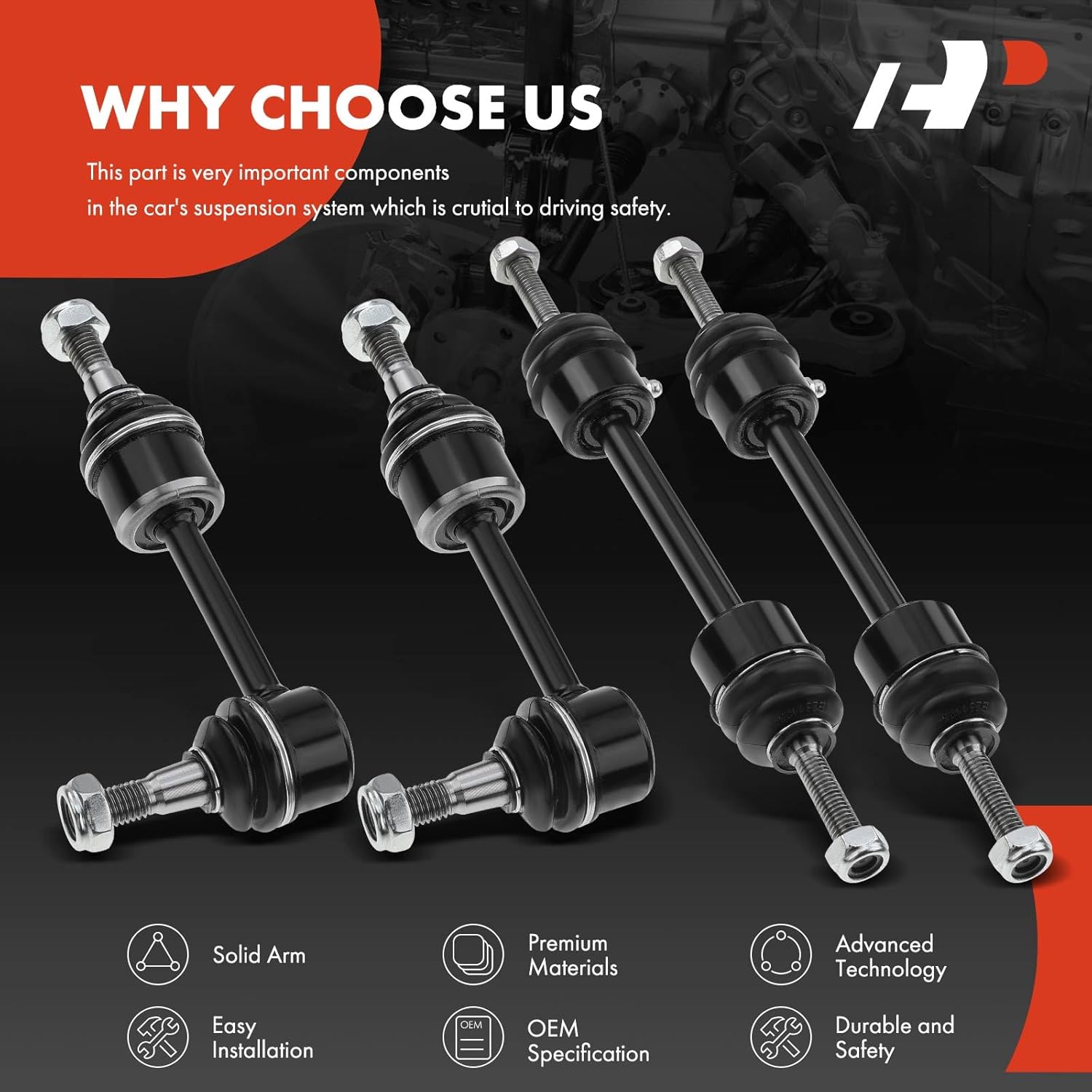 A-Premium Set of 4, Front & Rear Sway Bar Links Kit Stabilizer Bar Links, Compatible with Dodge Viper 1996-2006 & 2008-2010