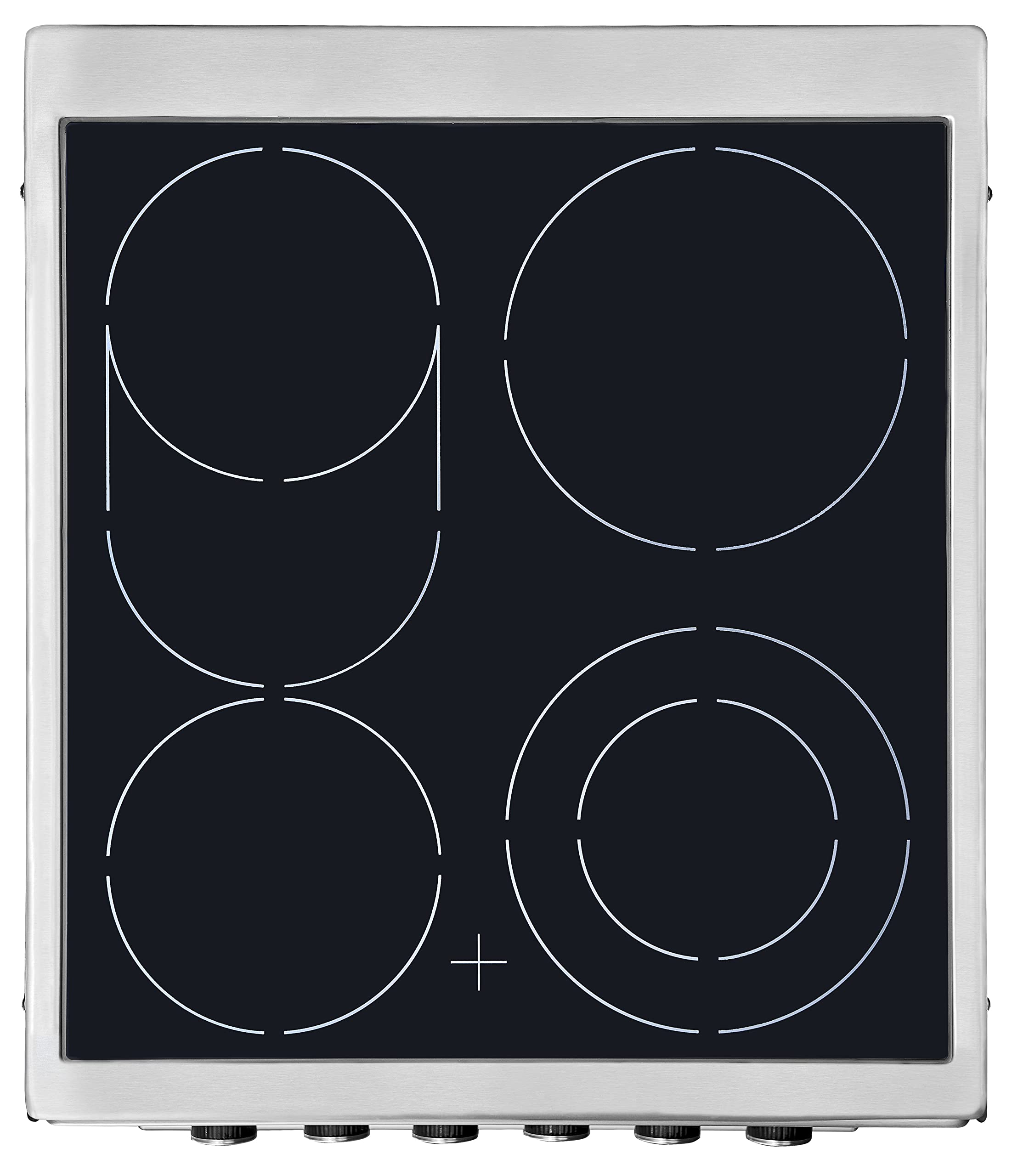 Exquisit Cuisinière ECM 5-4.1 BZ Inox - Cuisinière électrique - 50 cm - Zone de cuisson à 2 cercles - Éclairage - Plaque de cuisson vitrocéramique - Chambre de cuisson 47 l - Inox