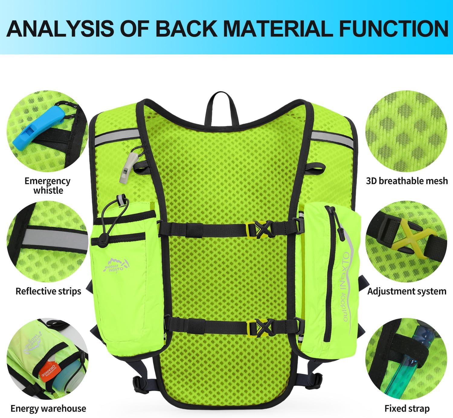 INOXTO Running Hydration Vest Backpack,Lightweight Insulated Pack with 1.5L Water Bladder Bag Daypack for Hiking Trail Running Cycling Race Marathon for Women Men
