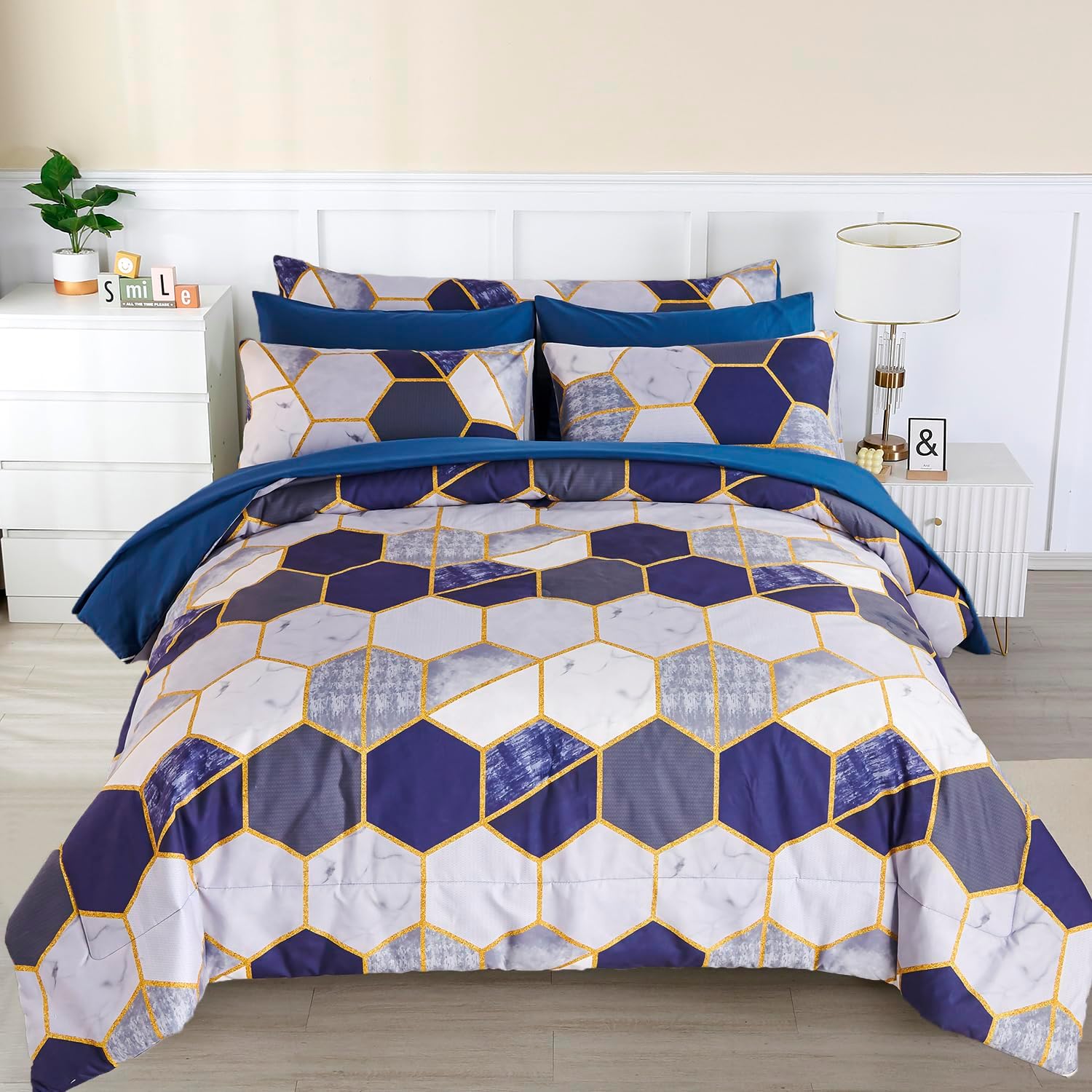 PERFEMET Set Letto Queen Size 5 Pezzi Con Pompon - Copripiumino Rosa, Lenzuola Microfibra, Morbido E Soffice, Stile Boho
