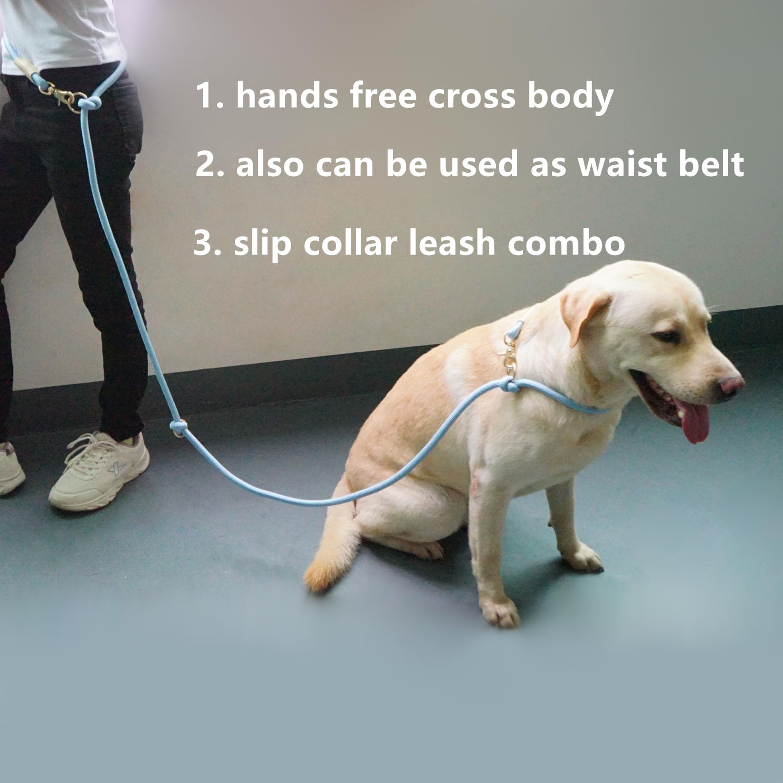 Multifunctional 8.5 ft Nylon Rope Hands Free Dog Leash for Running Small Medium Large Dogs, Waist Leash for Dog Walking, Adjustable Crossbody Over Shoulder Lead (Pink, 8.5FT x 10MM) - 4