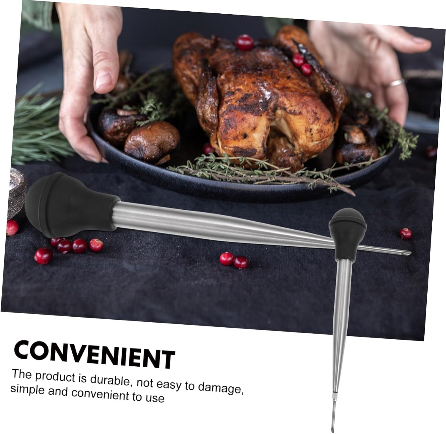 1set Bbq Turkey Injector Marinade Pump Cooking Tool for Flavoring Meat for Thanksgiving and Family Gatherings