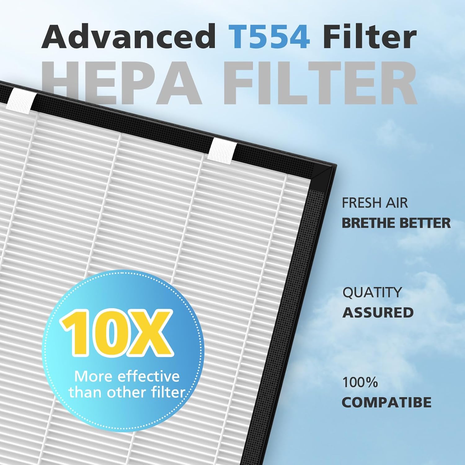 4 Pack T554 Replacement Filter Compatible with Trucozie T554 Air Purifier, 3-in-1 Filtration System Replacement Filters with Activated Carbon for Home Room, 4 HEPA Filter and 8 Washable Pre-Filters - Image 4