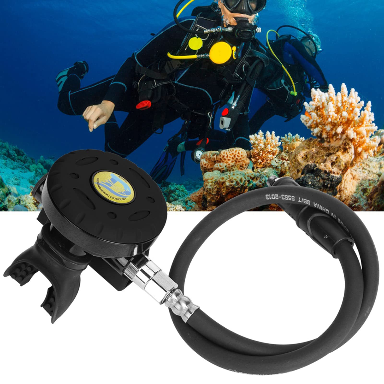 Portatile Regolatore Di Respirazione Teste Valvola 2. Stadio di respirazione valvola di capi, di media pressione tubo di attrezzature subacquee (Nero) di medio-tubo di pressione attrezzature subacqu