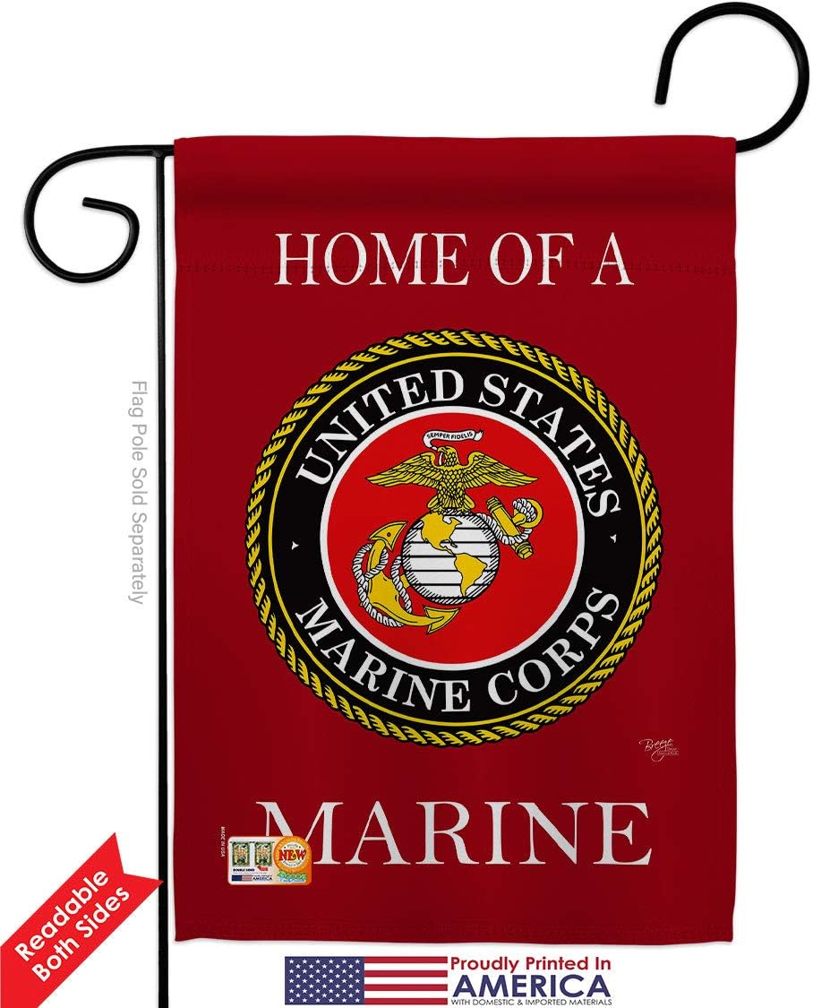 Breeze Decor Home of Marine Corps Garden Flag Pack Armed Forces USMC Semper Fi United State American Military Veteran Retire Official Applique House Banner Small Yard Gift Double-Sided, Made in USA