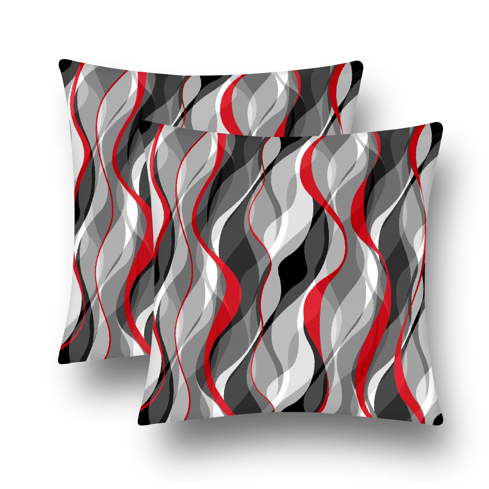 Black and Red Grey Throw Pillow Covers Set of 2 Modern Geometric Lines Cushion Covers for Living Room Sofa Accent Home Decor Abstract Art Decorative