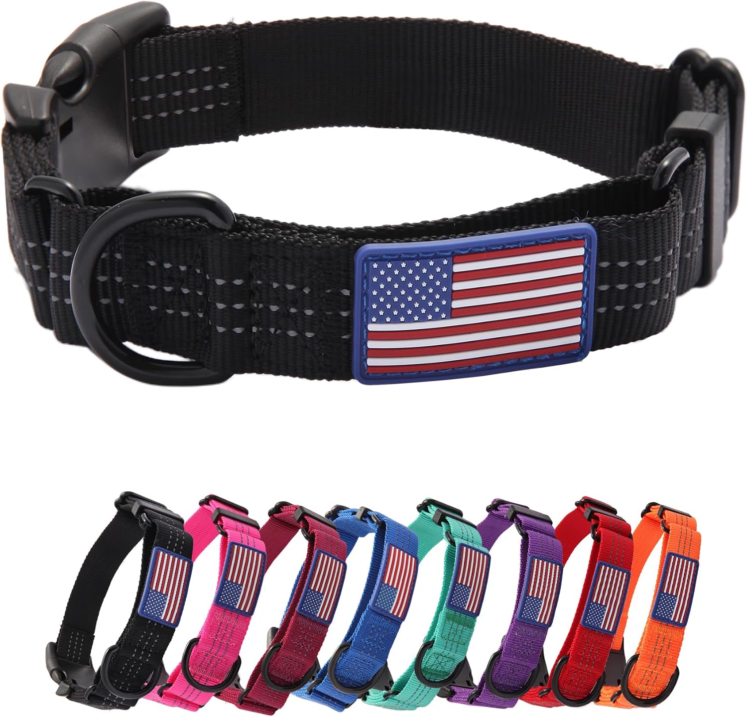 Martingale Dog Collar Quick Release Buckle No Pull Reflective Non-Slip for Medium Large Dogs Training (Black, Large)
