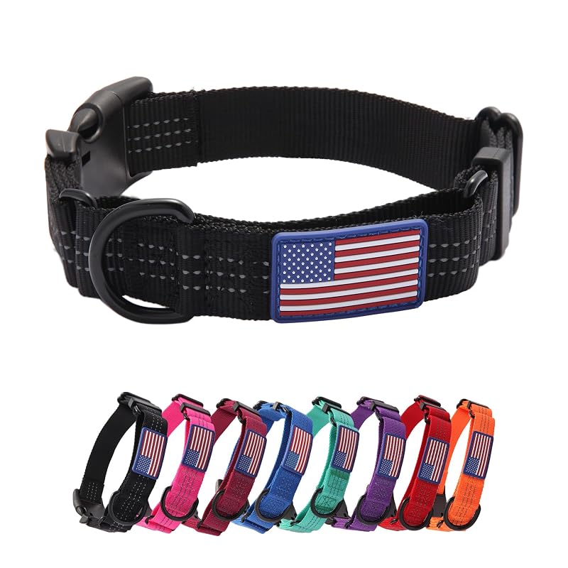 Coleira Martingale para Cães em Nylon com Fivela de Engate Rápido e Fios Refletivos Yunleparks, Tamanho Médio, Pacote com 1