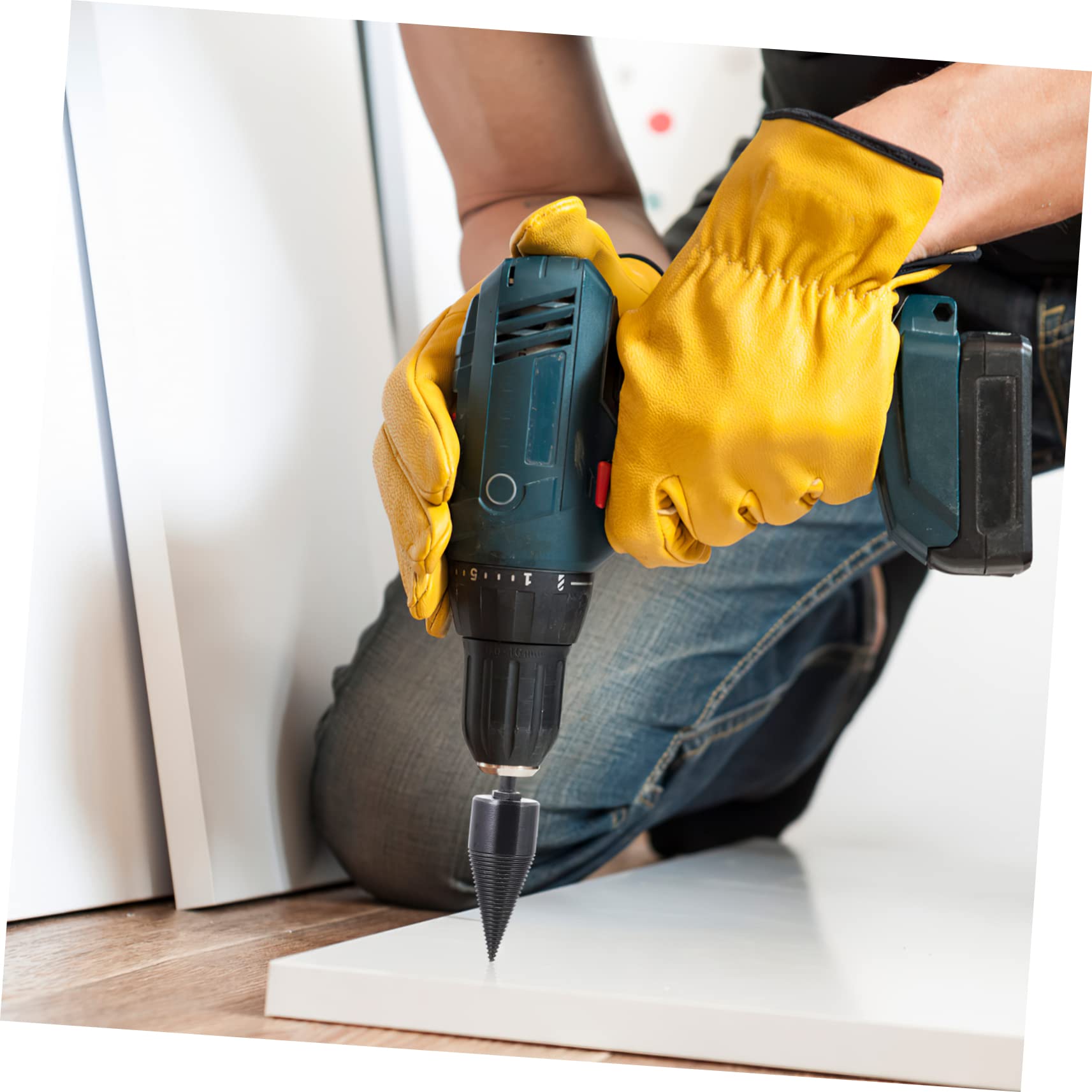 Happyyami Broca Cónica para Parte Troncos de Acero Negro, Juego de 3 Piezas para Partir Madera Fácilmente Taladro Eléctrico, Adecuado para Cortar Leña en Exteriores