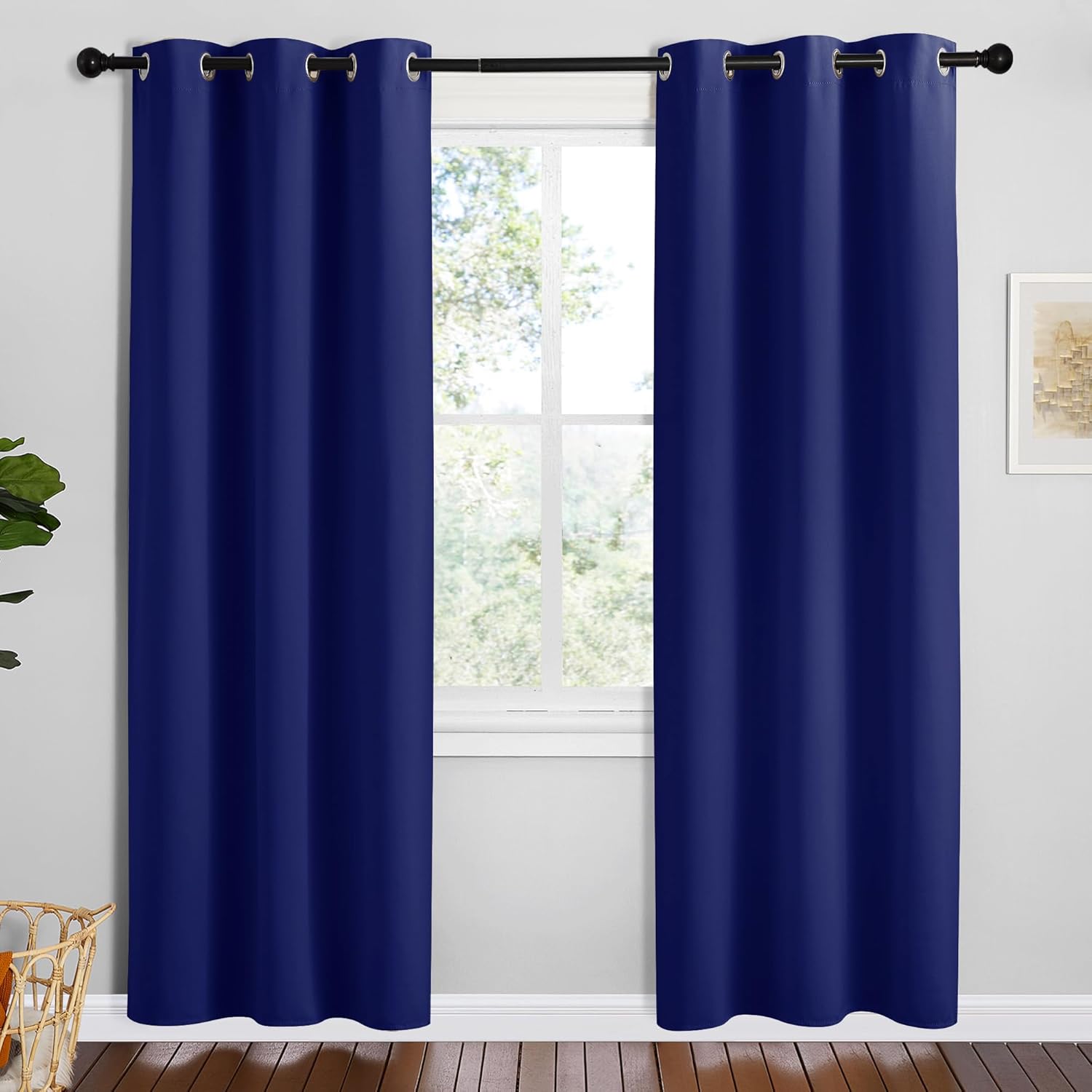 NICETOWN Navy Blue Blackout Curtains 78 inches Length for Bedroom, 2 Panels, 42" Wide, Thermal Insulated Decoration Drapes for Office Window