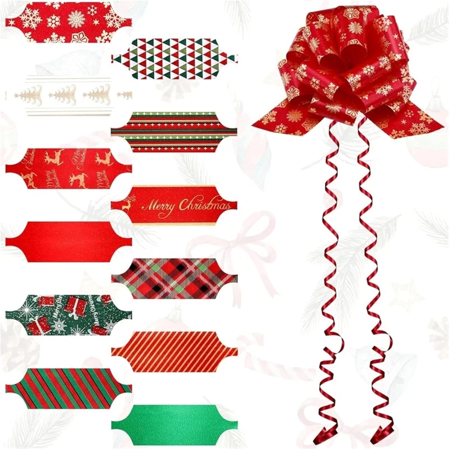Pull Bows for Gift Wrapping 96PCS Christmas Pull String Bows Big 5 Inch Gift Bows Ribbon for Xmas Present Wrapping Florist Flower Basket Decoration