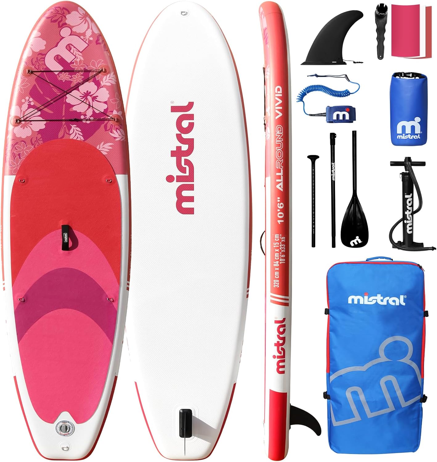 Mistral Inflatable Stand Up Paddle Board, 10'6''x33''x 6'' Inflatable SUP All Around Board, Lightweight iSUP, Stable, Beginner Paddle Board with SUP Accessories, Anti-Slip EVA Deck for Adults & Youth