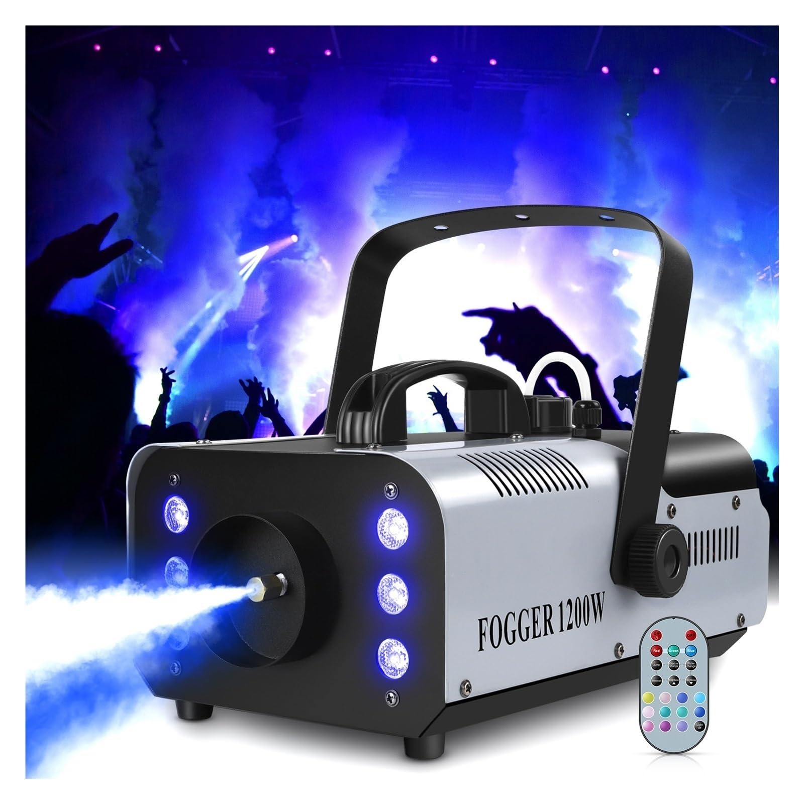 Generator Dymu RGB 1200 W, Efekt Sceniczny, 6 Diod LED, Oświetlenie, Zdalny Mgły Dla DJ-ów I Na Imprezy Dyskotekowe WięKsza Pojemność, Mocniejszy Wynik