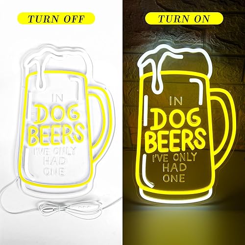 Miniatura 6 de Letrero de neón de cerveza con perro para decoración de pared, letreros de neón de cerveza regulables, letrero LED para hombre, cueva para
