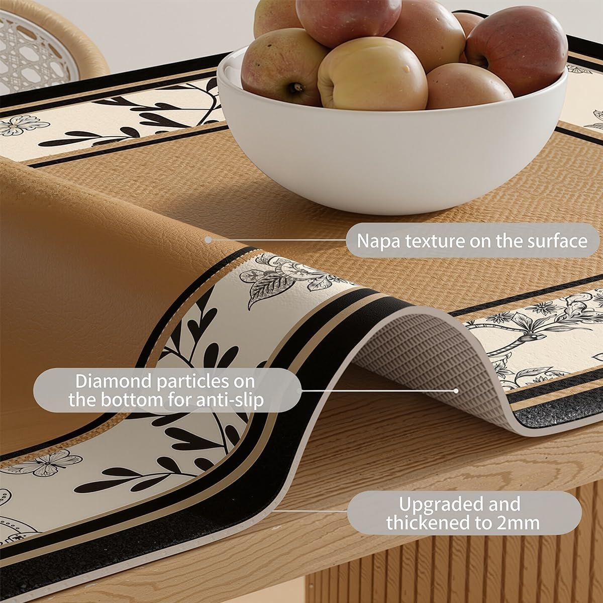 Non-Slip Mahjong Mat, Thickened Leather Table Cover with Oil-Proof & Heat-Resistant Surface, Protective Pad for Dining Table, Coffee Table, Game Table(K,31.50x31.50)