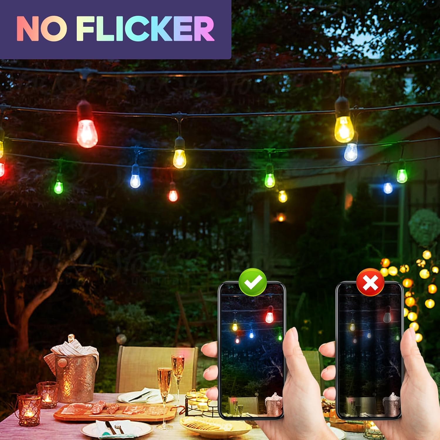 S14 Colored LED String Light Bulbs Replacement 16 Pack, 1W Multi-Color Edison Bulb E26 Medium Base Plastic Shatterproof for Home Outdoor Decor