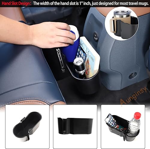 Miniatura 5 de Bandeja organizadora expansora para portavasos trasero de automóvil compatible con Ford Maverick 2022-2024 para asiento de automóvil trasero doble